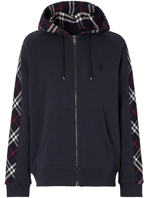 burberry zip hoodie blue|Burberry vintage check zipped hoodie.